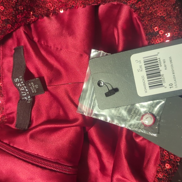 NWT Guess ruby red sequin sweetheart dress - Picture 9 of 13